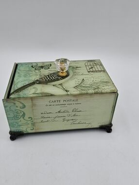 Vintage-Inspired Decorative Glass Trinket Box ✨